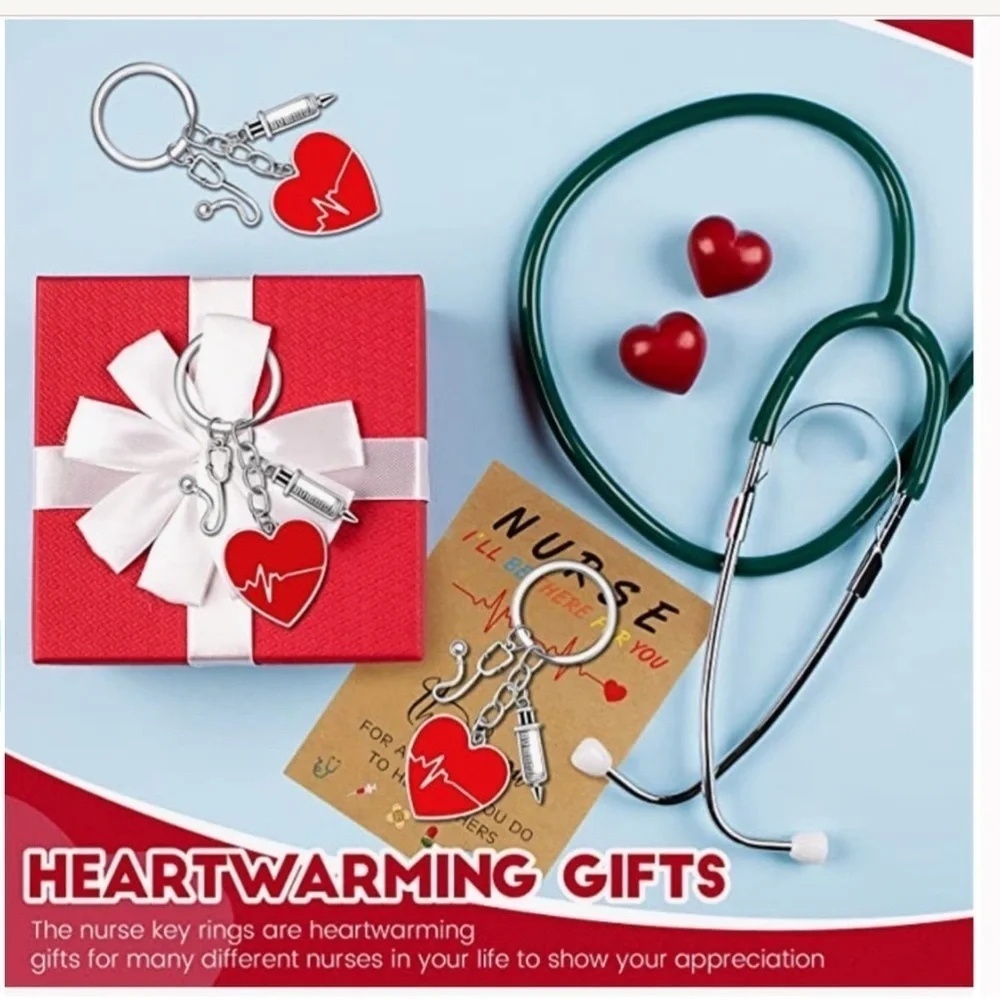 Nurse Keychain Gift Set 3 Pendants with Appreciation Thank You Card RN